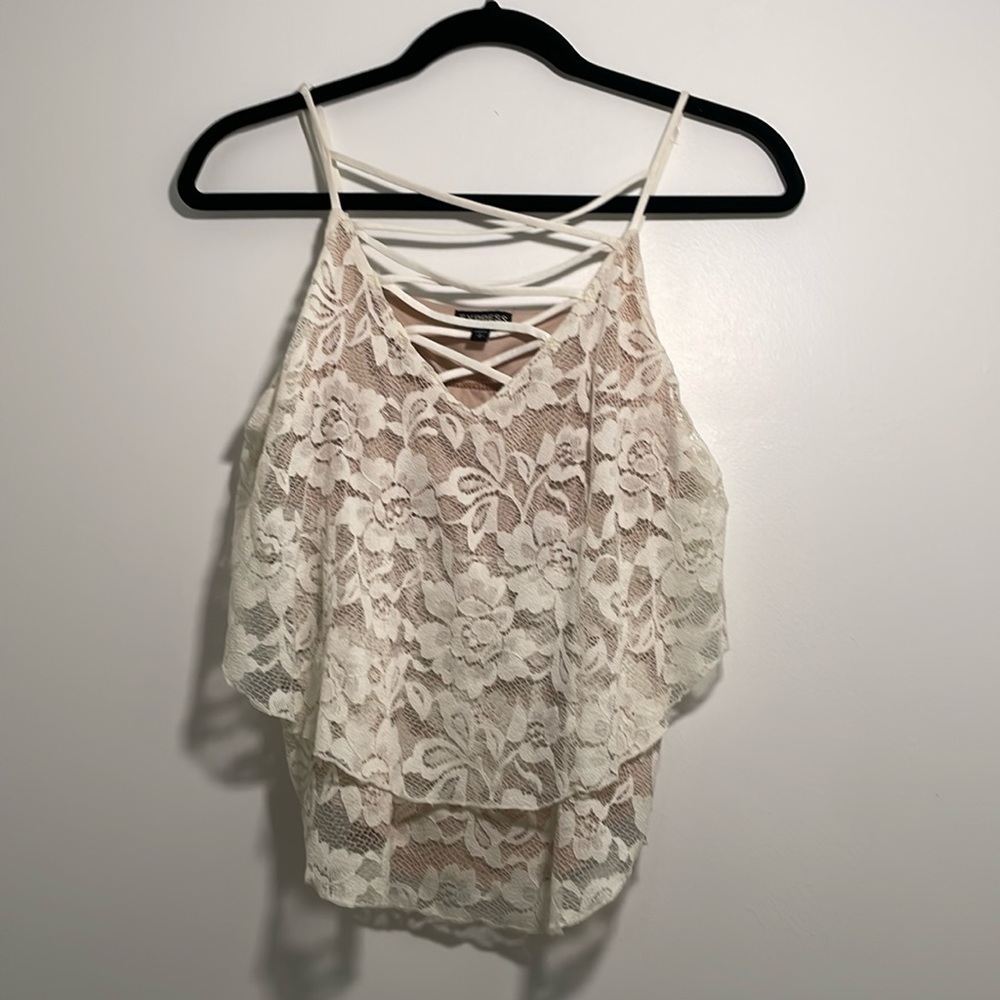 Lace white crop top